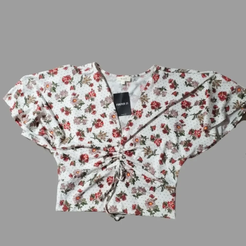 Floral Drawstring front Crop top XL - Picture 2 of 7